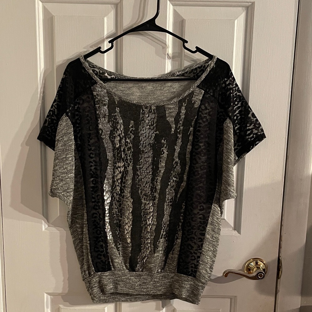 Express Black and Gray Patterned Blouse